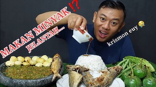 IKAN ASIN JAPUH MINYAK JELANTAH + LALAPAN JENGKOL MUDA MENTAH + SAMBAL IJO PEDAS MAKAS SEDERHANA