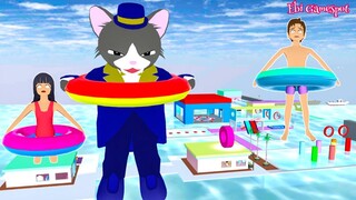 Yuta Mio Ke Wahana Kolam Ada Raja Laut Si Cat Butler | Sakura School Simulator @Ebi Gamespot