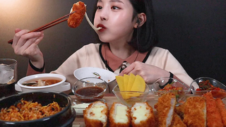 SUB) (feat&🍤) Pork cutlet&fried shrimp Mukbang ASMR