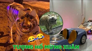 Cận cảnh gương mặt tượng hổ chào năm mới - Top comments hài Face Book.