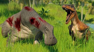 MEGALOSAURUS PACK HUNTING NIGERSAURUS HERD - Jurassic World Evolution 2