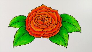Menggambar bunga mawar || Cara mewarnai gradasi bunga