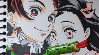 tanjiro and nezuko kamado drawing | demonslayer (kimetsu no yaiba)