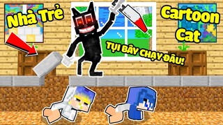 TÔ GÀ THỬ THÁCH 24H TRỐN THOÁT KHỎI NHÀ TRẺ CARTOON CAT SIÊU KINH DỊ TRONG MINECRAFT*NHÀ TRẺ ĐÁNG SỢ