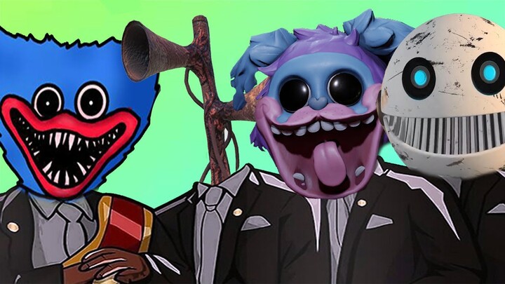 Siren Head & Pj Pug A Pillar & Hugggy Wuggy  & Pac Man - Coffin Dance Meme ( cover )