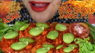 ASMR AYAM GEPREK CRISPY SAMBEL PETE SUPER PEDAS || LALAPAN MENTAH || ASMR MUKBANG INDONESIA