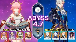 C0 Yae Miko Aggravate & C0 Neuvillette Taser - Spiral Abyss 4.7 - Genshin Impact