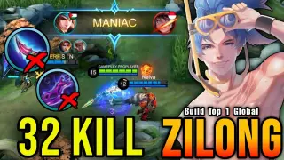 32 Kills + MANIAC!! Zilong New Build (PLEASE TRY) - Build Top 1 Global Zilong ~ MLBB