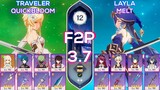 [F2P] Spiral Abyss 3.7 C1 Layla Melt & C6 Traveler Quickbloom I Floor 12 9 stars Genshin Impact