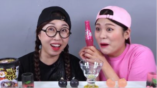 Thực phẩm màu hồng VS Thử thách thực phẩm đen #mukbang #asmr