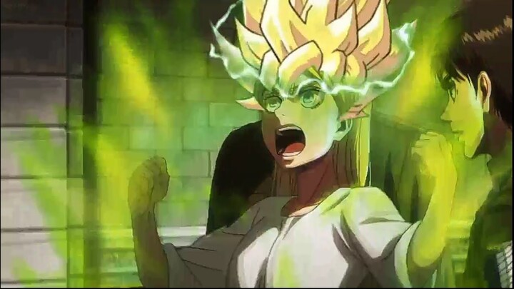 Historia Reiss transforms into a Legendary Super Saiyan .