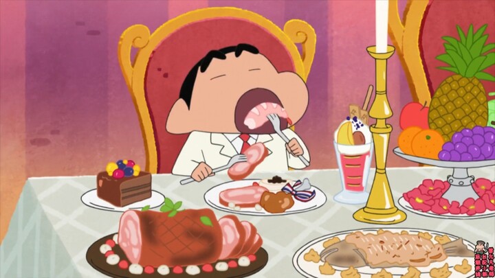 [Crayon Shin-chan] Shin-chan goes to the palace to eat pork chops and lobster, fried fish and chocol