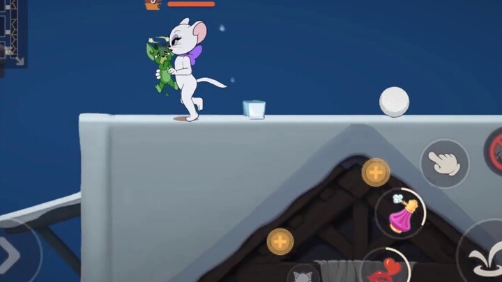 Game seluler Tom and Jerry: Keju yang bergerak mengebor dengan sendirinya ke dalam lubang tikus. Tid