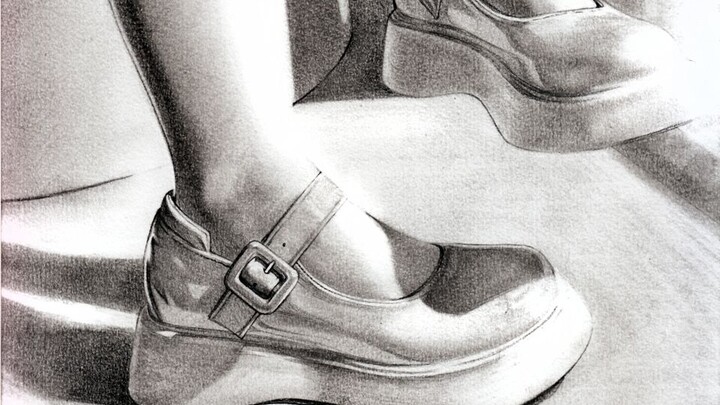 【Sketch】How to draw white stockings and white leather shoes