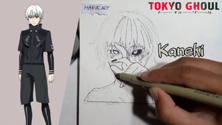 menggambar kaneki dari anime tokyo ghoul (lagunya asik wak)