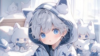 Cute blue and white little boy