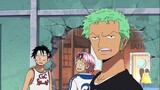 Luffy was beaten by Grandpa Garp to swell his head and  Captain Luffy