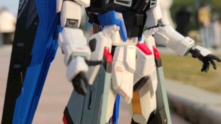 Take the finished Freedom Gundam to Shanghai to check in!