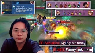 SOLO RANK FANNY 35 MATCH WR 48% DI REMEHKAN TIM SENDIRI, FANNY LOCK HERO BIKIN MUSUH SAMPE FEDEER !!