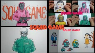 4 Cool SQUID GAME How To Draw Paper Craft  Làm Tranh Trò Chơi Con Mực