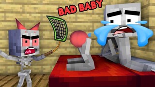 Monster School Poor Skeleton Family (Bad Baby) เรื่องเศร้า แต่จบอย่างมีความสุข - Minecraft Animation