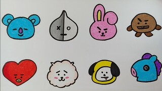 Menggambar BT21 || Cara menggambar boneka BT - BTS