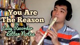 You Are The Reason (Calum Scott) Recorder Cover with Easy Recorder Flute Letter Notes