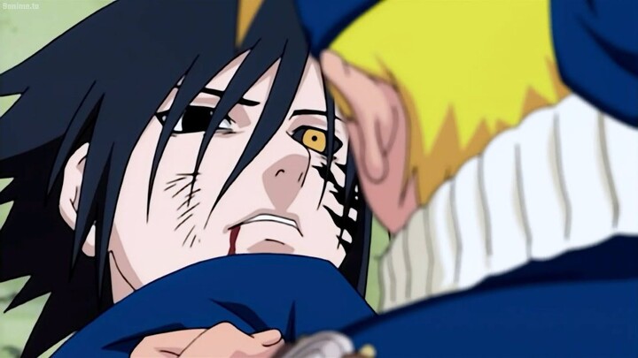 ナルトのトークの術に疲れたサスケは、友情についての絶え間ないとりとめのないナルトを残酷に平手打ちする _ Sasuke beat up Naruto for r