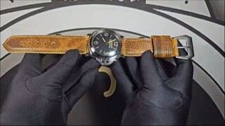 47mm Panerai Handmade Strap, _Dark Hornet_ Thick with PVD Razor Buckle on PAM003