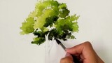 Cara melukis pohon dengan cat air