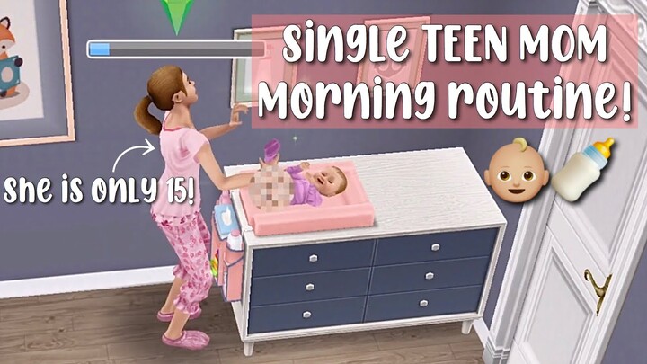 SINGLE TEEN MOM MORNING ROUTINE || Sims Freeplay