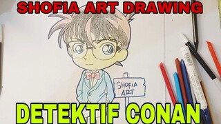 menggambar chibi Conan Edogawa detektif Conan