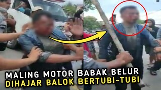 CURANMOR APES !! Maling Motor Babak Belur Lantaran Dihajar Balok Oleh Massa