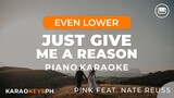 Just Give Me A Reason - P!NK ft. Nate Reuss (Even Lower Key - Piano Karaoke)