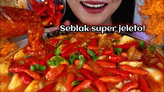 ASMR SEBLAK HOT JELETOT EXTRA SAMBEL DAN TOPPING CABE RAWIT SEGAR | ASMR MUKBANG INDONESIA