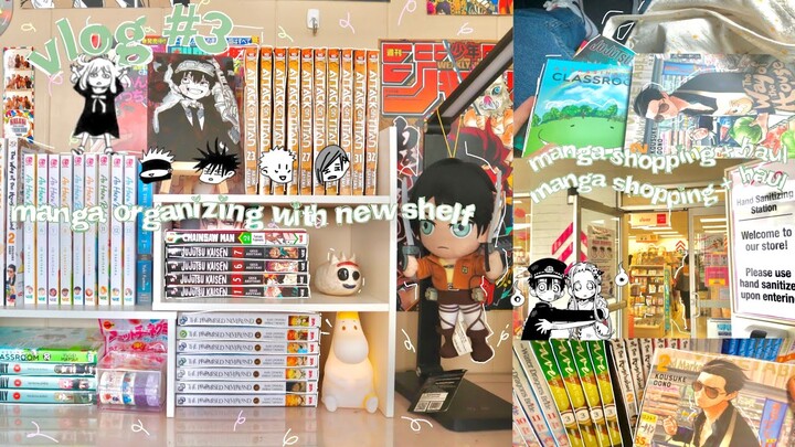 vlog #1// manga shopping + haul, organizing manga with new shelf, daiso 🧚🏻‍♀️
