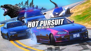 HOT PURSUIT DUO SKYLINE R34 ! O'CONNER FAMILY MENGHAJAR SEMUA KEPOLISIAN SATU KOTA !! GTA 5 ROLEPLAY