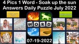 4 Pics 1 Word - Soak up the sun - 19 July 2022 - Answer Daily Puzzle + Bonus Puzzle