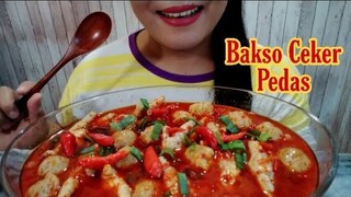 ASMR BAKSO CEKER KUAH PEDAS MERCON | ASMR MUKBANG INDONESIA | EATING SOUNDS