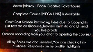 [130$]Ecom Creative Powerhouse - Anvar Jabirov Course Download