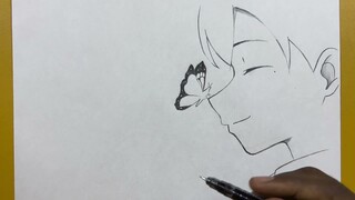 Easy anime drawing | how to draw cute anime boy with butterflies easy step-by-step