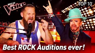 TOP 10 | ROCK Blind Auditions that made The Voice coaches go crazy!