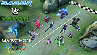 S.A.B.E.R VS V.E.N.O.M MARATHON RACE | MOBILE LEGENDS SABER VS VENOM MARATHON