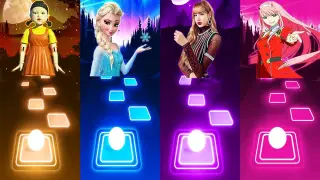 Elsa Let It Go VS Squid Game VS BlackPink How You Like That VS Phao 2 Phut Hon - Tiles Hop EDM Rush!