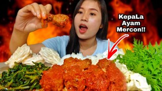 MUKBANG KEPALA AYAM PEDAS MERCON DAN LALAPAN MENTAH | MUKBANG INDONESIA