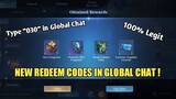 NEW MOBILE LEGENDS REDEEM CODES ON GLOBAL CHAT January 21, 2022 - MLBB