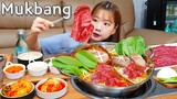 🥩한우반반샤브+칼국수먹방🍜 냄비하나로 4가지음식가능?! 매운칼국수+마무리 죽까지 완벽한 샤브샤브먹방 SHABU MUKBANG ASMR EATINGSHOW REALSOUND 요리먹방