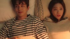 The young couple was in bed together for the first time, they were nervous and shy, and even touched