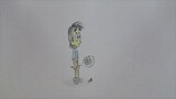 Draw Simple cartoon boy with badminton