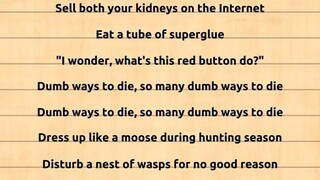 DUMB WAYS TO DIE LYRICS